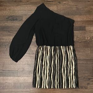 Aidan by Aidan Mattox Black/Gold Sequin Dress